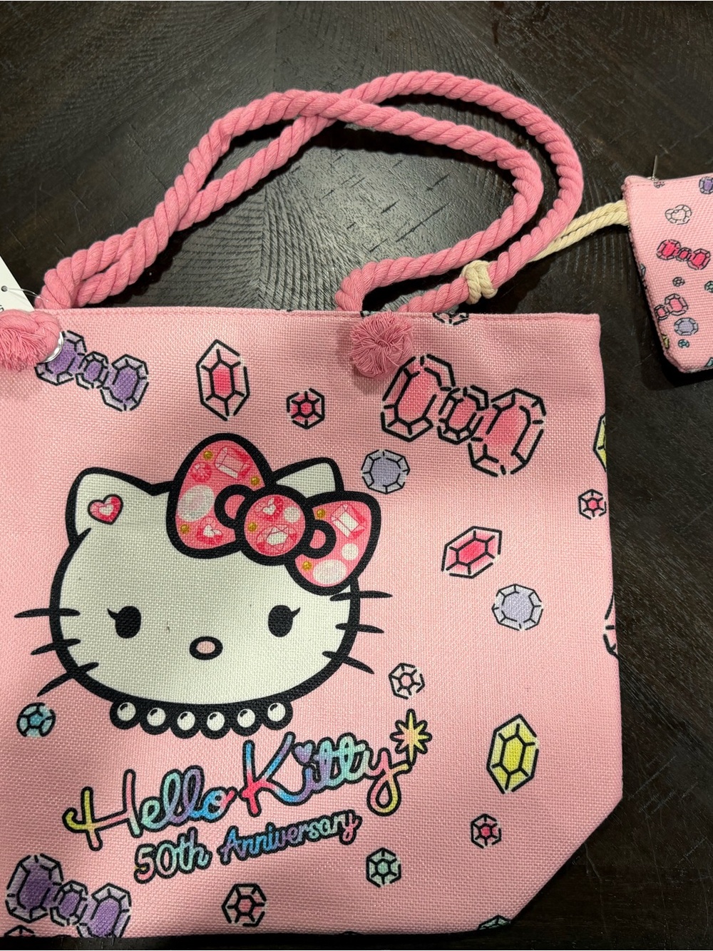Hello Kitty Pink Gem Print Kids Tote Bag